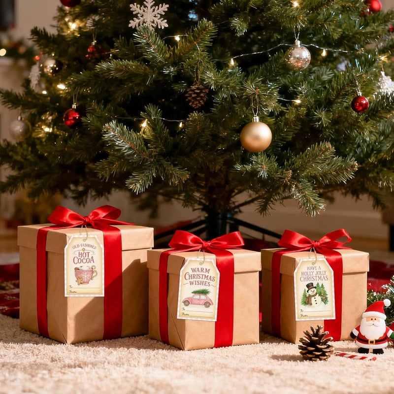 g2plus 50PCS Christmas Gift Tags - 5 Styles Pink Buffalo Plaid Christmas to from Tags with String for Holiday Wrapping, DIY Crafts, New Year Party Favors（3.3x2.2in） - Image 5